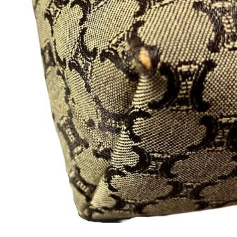 Celine Vintage Cosmetic Pouch Macadame or Triomphe Style Coated Canvas EUC - Picture 12 of 12